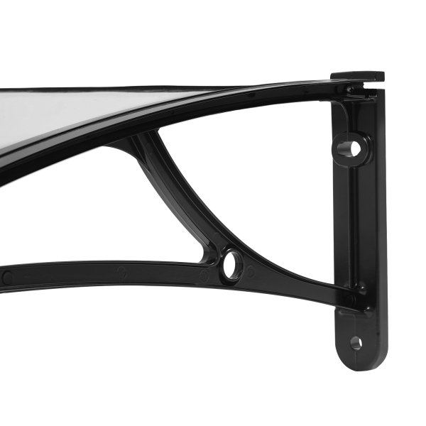 Toldo para ventana y puerta de 80×80 cm, toldo exterior para ventana, toldo para ventana con fregadero grande - Soporte negro + cobertizo transparente