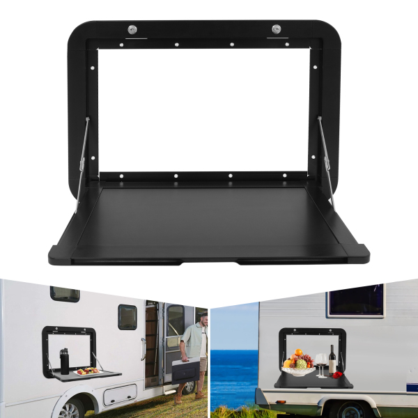 Mesa de picnic plegable de aluminio para autocaravanas - Negra