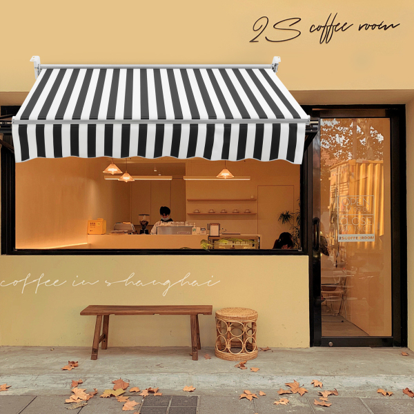 Toldo retráctil manual, Toldo para puertas y ventanas con manivela, Parasol para exteriores, Excelente rendimiento, 2*1,5 m