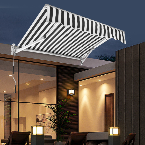 Toldo retráctil manual, Toldo para puertas y ventanas con manivela, Parasol para exteriores, Excelente rendimiento, 2*1,5 m