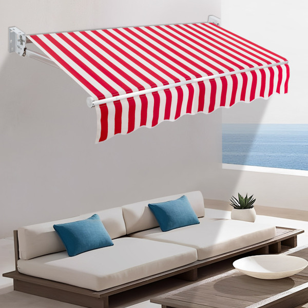 Toldo Retráctil Manual, Toldo para Puerta y Ventana con Manivela, Toldo para Exterior, Ángulo ajustable: 60-150, 2*1,5 m