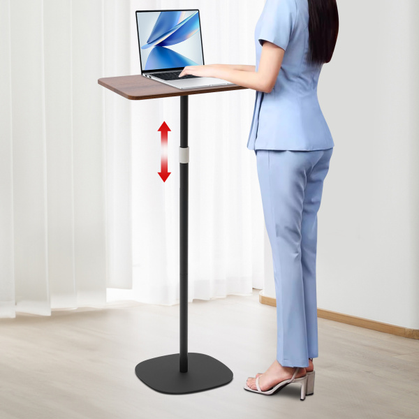 Escritorio de pie de 46 a 120 cm, escritorio móvil, mesa auxiliar ajustable para oficinas, salas de conferencias y salas de estudio - Negro, nogal Escritorio de pie de 46 a 120 cm, escritorio móvil, mesa auxiliar ajustable para oficinas, salas de conferencias y salas de estudio - Negro, nogal