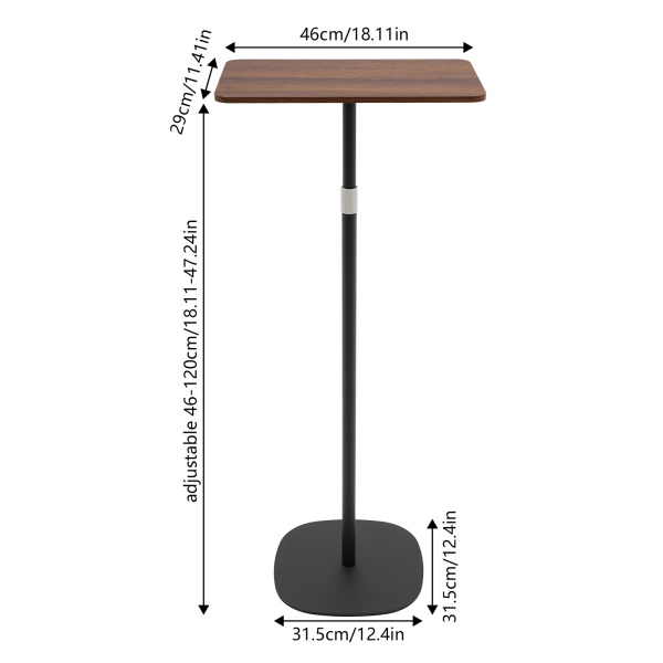 Escritorio de pie de 46 a 120 cm, escritorio móvil, mesa auxiliar ajustable para oficinas, salas de conferencias y salas de estudio - Negro, nogal Escritorio de pie de 46 a 120 cm, escritorio móvil, mesa auxiliar ajustable para oficinas, salas de conferencias y salas de estudio - Negro, nogal