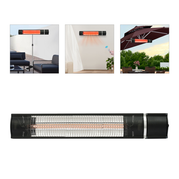 Calentador de pared infrarrojo lejano impermeable para exteriores - Negro