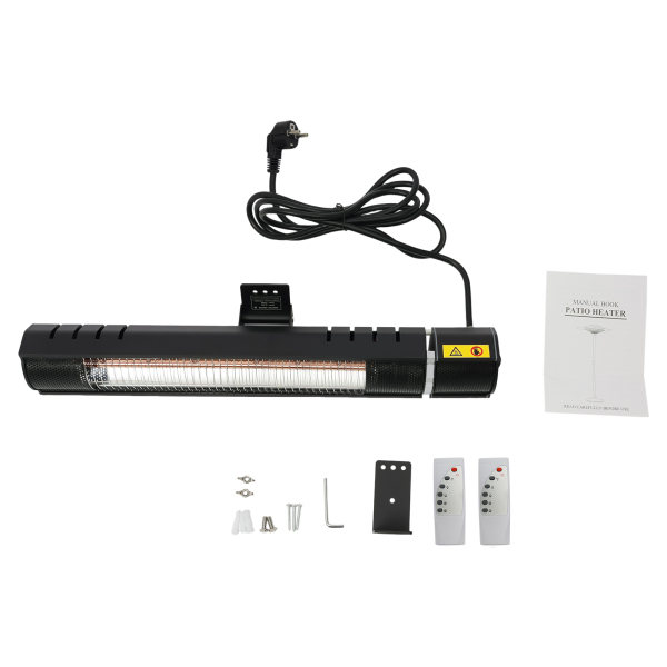 Calentador de pared infrarrojo lejano impermeable para exteriores - Negro