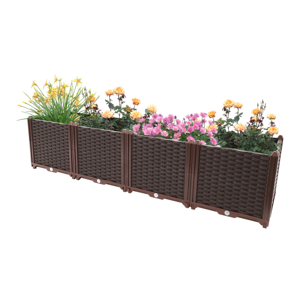 Jardinera elevada, jardinera grande, jardinera elevada, Estructura estable, 156*39*38cm, Marrón intenso