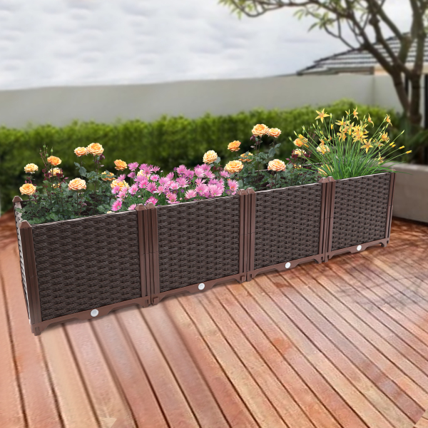 Jardinera elevada, jardinera grande, jardinera elevada, Estructura estable, 156*39*38cm, Marrón intenso Jardinera elevada, jardinera grande, jardinera elevada, Estructura estable, 156*39*38cm, Marrón intenso