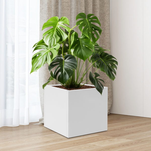 Jardinera cubo, Jardinera exterior interior, Jardinera exterior cuadrada, 20*20*20in, Blanco Jardinera cubo, Jardinera exterior interior, Jardinera exterior cuadrada, 20*20*20in, Blanco