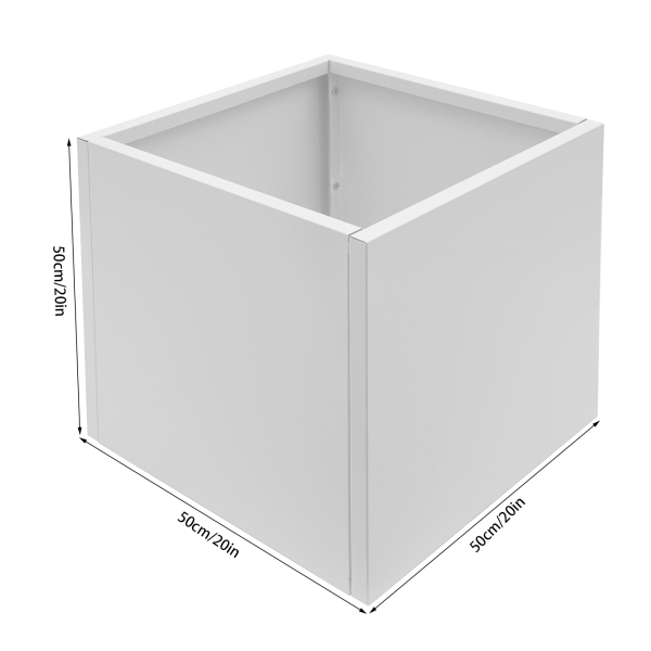 Jardinera cubo, Jardinera exterior interior, Jardinera exterior cuadrada, 20*20*20in, Blanco