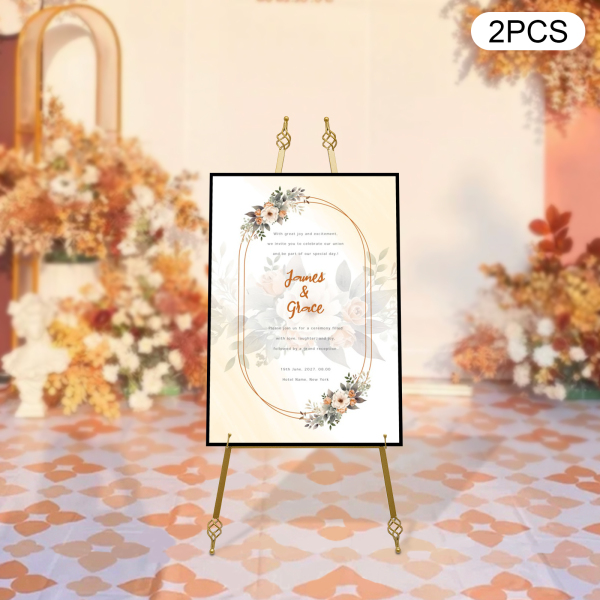 Juego de 2 piezas caballetes, caballete para póster, caballete trípode, 90*48cm, Oro