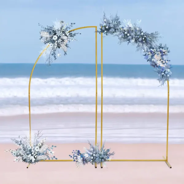 Marco de metal para arco de boda, marco de flores, arco de jardín, soporte de fondo para fotomatón 0.9*1.8m Oro Marco de metal para arco de boda, marco de flores, arco de jardín, soporte de fondo para fotomatón 0.9*1.8m Oro