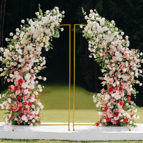 Marco de metal para arco de boda, marco de flores, arco de jardín, soporte de fondo para fotomatón 0.9*1.8m Oro Marco de metal para arco de boda, marco de flores, arco de jardín, soporte de fondo para fotomatón 0.9*1.8m Oro