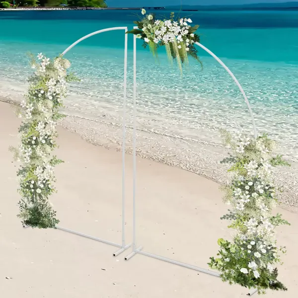 Marco de metal para arco de boda, marco de flores, arco de jardín, soporte de fondo para fotomatón 0.9m * 1.8m Blanco
