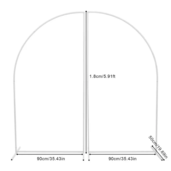 Marco de metal para arco de boda, marco de flores, arco de jardín, soporte de fondo para fotomatón 0.9m * 1.8m Blanco