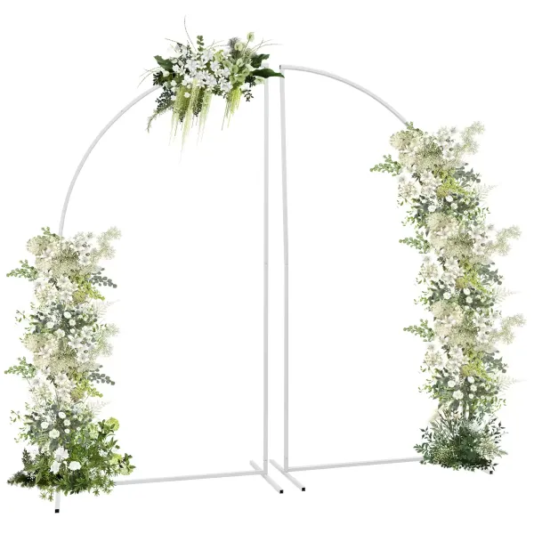 Marco de metal para arco de boda, marco de flores, arco de jardín, soporte de fondo para fotomatón 0.9m * 1.8m Blanco