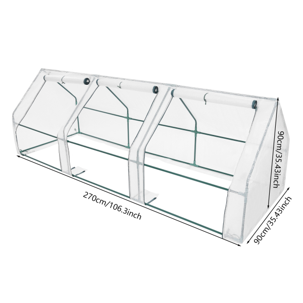 2.7*0.9*0.9m Invernadero pequeño, invernadero pequeño para balcón, invernadero de tomates con ventanas enrollables