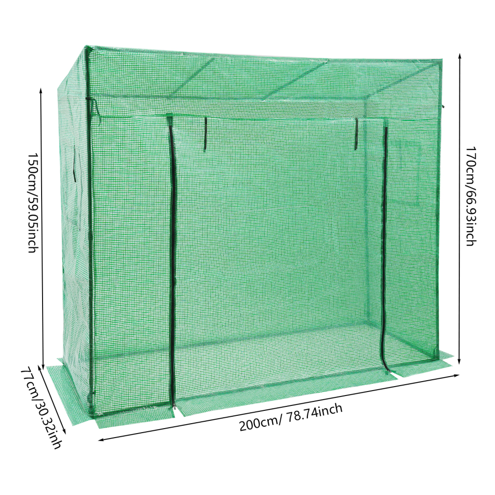 200x77x170cm Invernadero para Plantas, Kit de Invernadero con Ventana, Invernadero para Exteriores - Verde