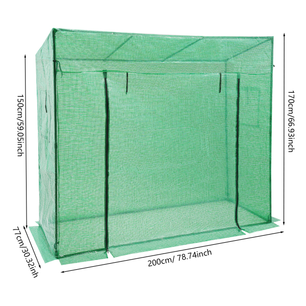 200x77x170cm Invernadero para Plantas, Kit de Invernadero con Ventana, Invernadero para Exteriores - Verde