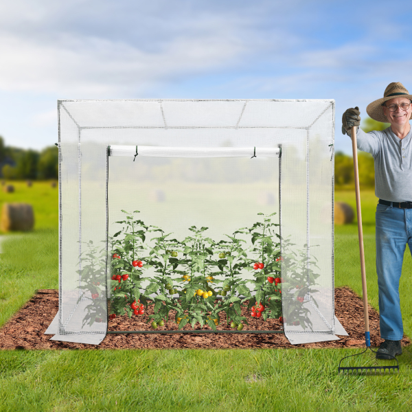 200x77x170cm Invernadero para Plantas, Kit de Invernadero con Ventana, Invernadero para Exteriores - Blanco