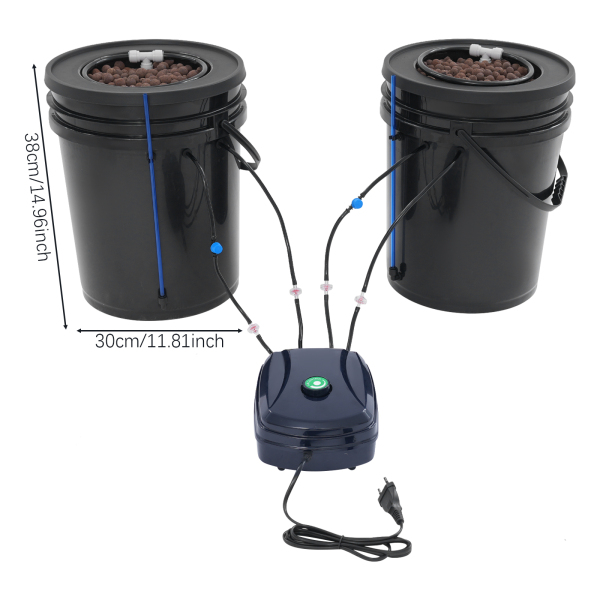 Sistema de Cultivo Hidropónico de 2 Piezas, Cultivo en Agua Profunda de 19 litros con Bomba de Aire, Mecanismo de Cultivo en Agua Profunda