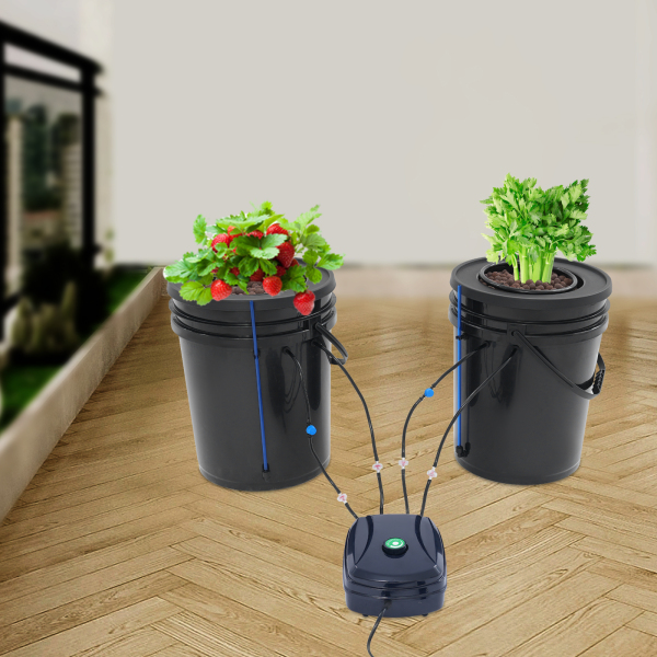 Sistema de Cultivo Hidropónico de 2 Piezas, Cultivo en Agua Profunda de 19 litros con Bomba de Aire, Mecanismo de Cultivo en Agua Profunda