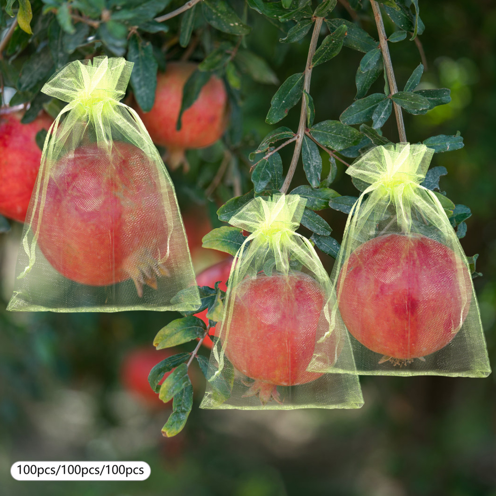 300 piezas, Bolsas de protección para frutas, Bolsas de malla para jardín con cordón, Bolsas de malla para frutas, Verde
