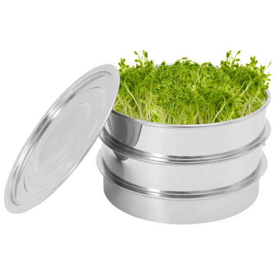 Caja para brotes germinados, recipiente para germinar semillas, con tapa, juego de brotes apilable, acero inoxidable