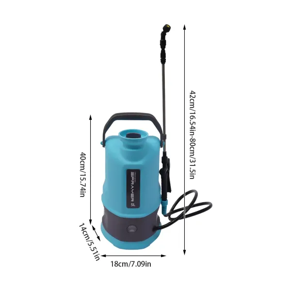 Pulverizador eléctrico de jardín de 5L con batería, pulverizador de jardín con lanza de 80 cm, para malas hierbas con 2 boquillas ajustables Pulverizador eléctrico de jardín de 5L con batería, pulverizador de jardín con lanza de 80 cm, para malas hierbas con 2 boquillas ajustables