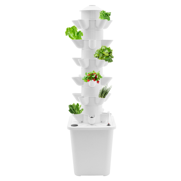 Kit de Cultivo Vertical Hidropónico de 30 Hoyos - Tanque de Agua Blanco