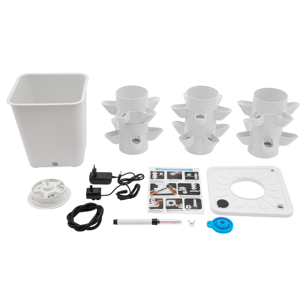 Kit de Cultivo Vertical Hidropónico de 30 Hoyos - Tanque de Agua Blanco