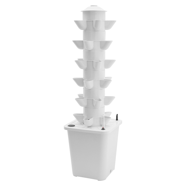 Kit de Cultivo Vertical Hidropónico de 30 Hoyos - Tanque de Agua Blanco
