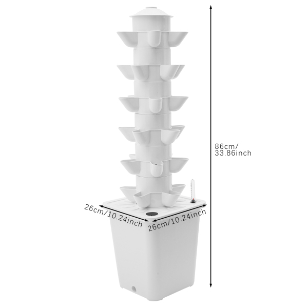 Kit de Cultivo Vertical Hidropónico de 30 Hoyos - Tanque de Agua Blanco