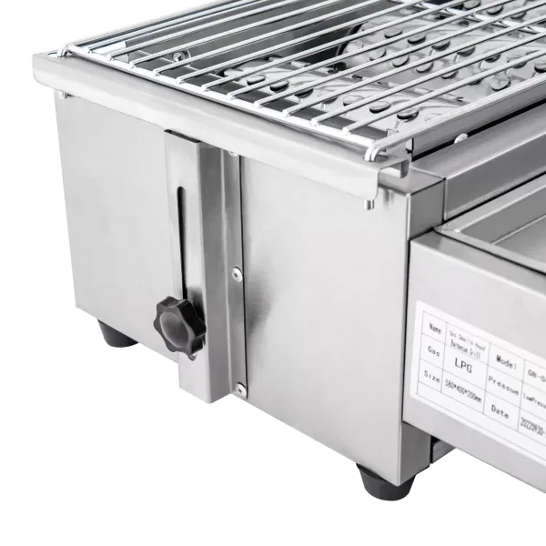 Barbacoa de gas de acero inoxidable, 4 llamas para barbacoa, sin humo, parrilla de cocina, altura regulable