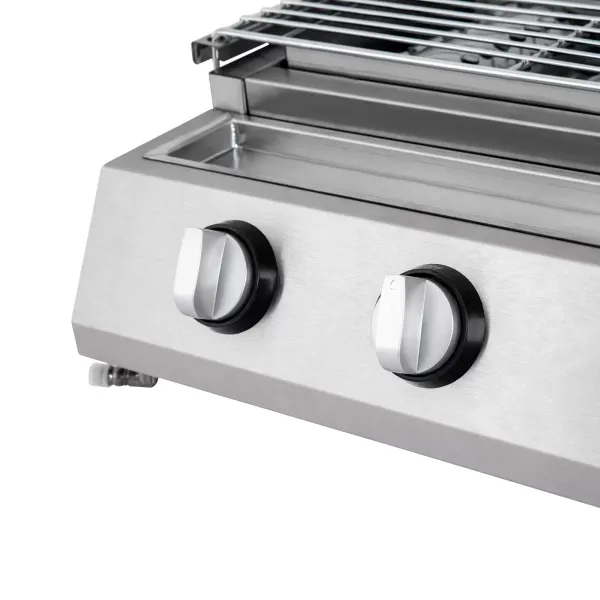 Barbacoa de gas de acero inoxidable, 4 llamas para barbacoa, sin humo, parrilla de cocina, altura regulable Barbacoa de gas de acero inoxidable, 4 llamas para barbacoa, sin humo, parrilla de cocina, altura regulable