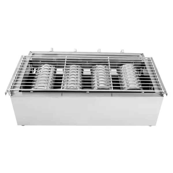 Barbacoa de gas de acero inoxidable, 4 llamas para barbacoa, sin humo, parrilla de cocina, altura regulable Barbacoa de gas de acero inoxidable, 4 llamas para barbacoa, sin humo, parrilla de cocina, altura regulable