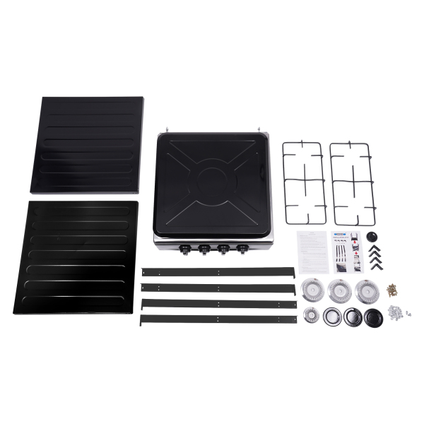 Estufa de gas elegante y práctica para actividades familiares o al aire libre, como acampar, pescar, viajar en RV, preparación para emergencias - Negro