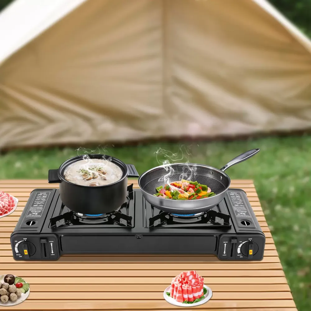 Estufa de camping de butano, portátil, quemador de camping de encendido automático GLP para RV, apartamentos, al aire libre， 64*27.8*8cm