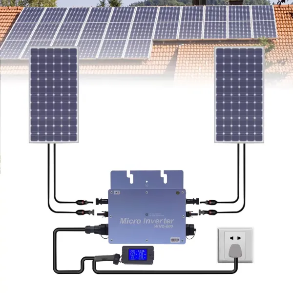 Inversor de corriente WVC-600W LCD Grid Tie Micro Inversor, resistente al agua, IP65, panel solar, central de balcón, MPPT, sistema fotovoltaico