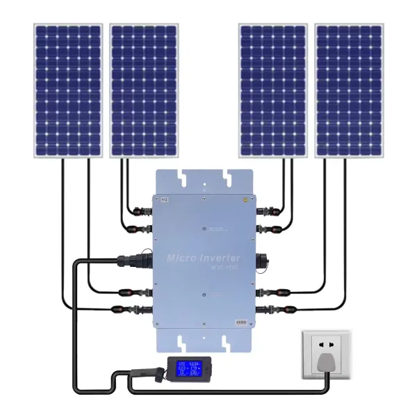 WVC-1200 W - Micro inversor de rejilla solar con LCD, color azul, micro impermeable IP65, aleación de aluminio, 6 funciones de protección