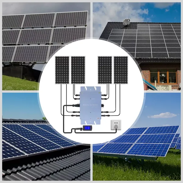 WVC-1200 W - Micro inversor de rejilla solar con LCD, color azul, micro impermeable IP65, aleación de aluminio, 6 funciones de protección