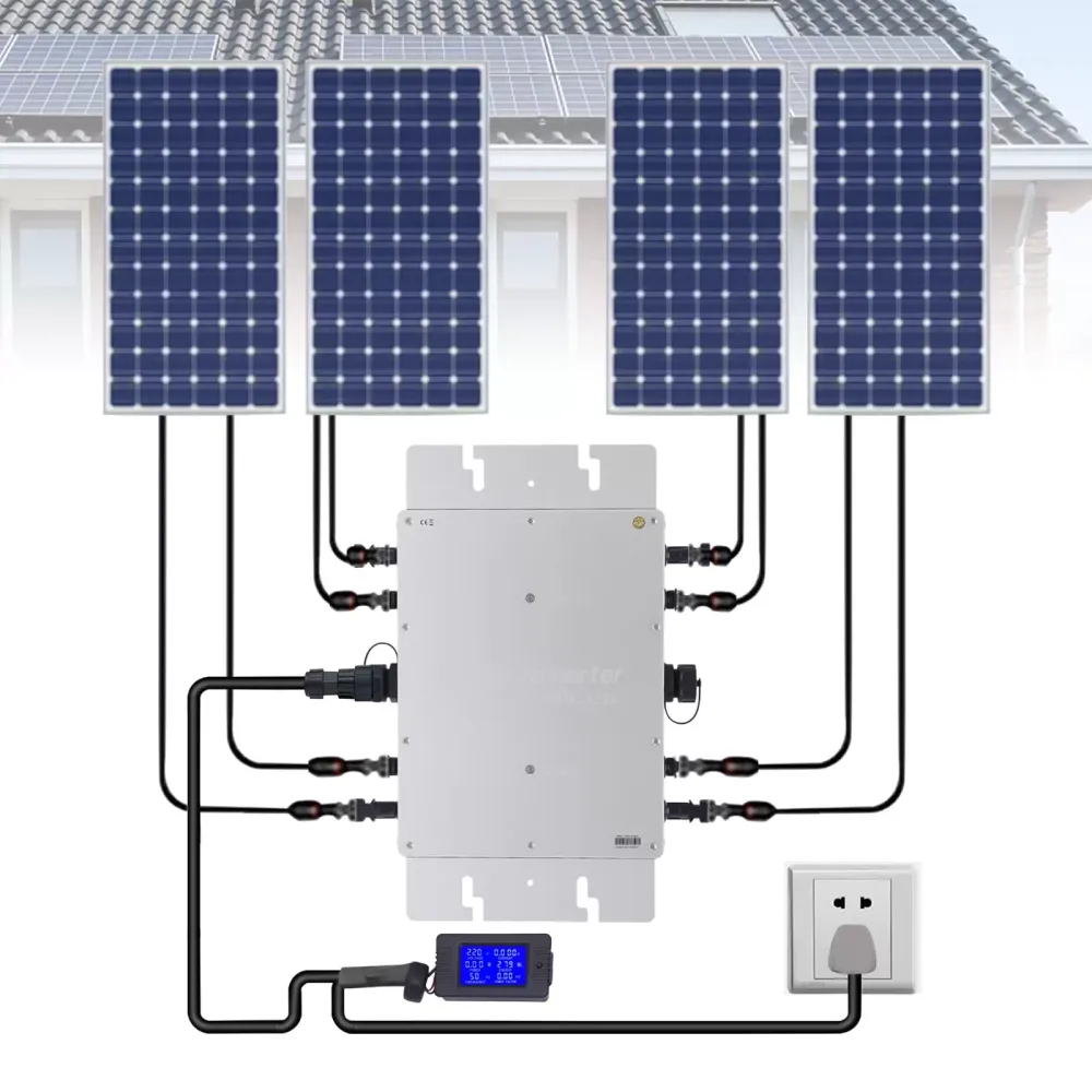 WVC 1200 W Solar Grid Tie Micro Inversor Impermeable IP65 con Pantalla LCD DC22-50V PV Entrada AC180-260V Salida para panel solar de 30V 36V