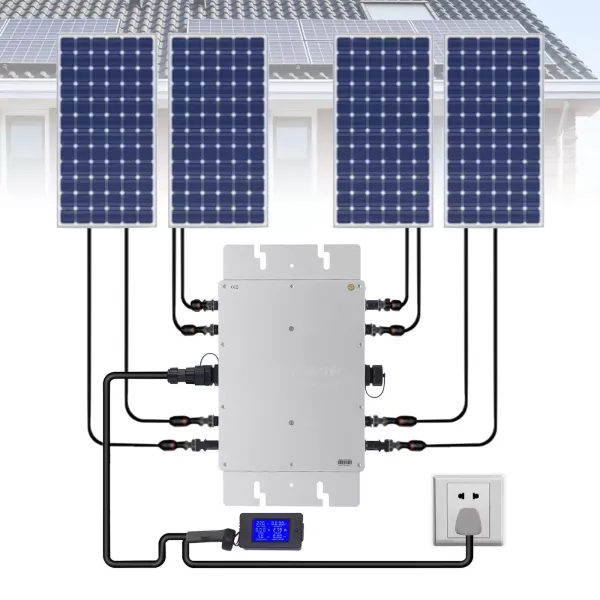 WVC 1200 W Solar Grid Tie Micro Inversor Impermeable IP65 con Pantalla LCD DC22-50V PV Entrada AC180-260V Salida para panel solar de 30V 36V
