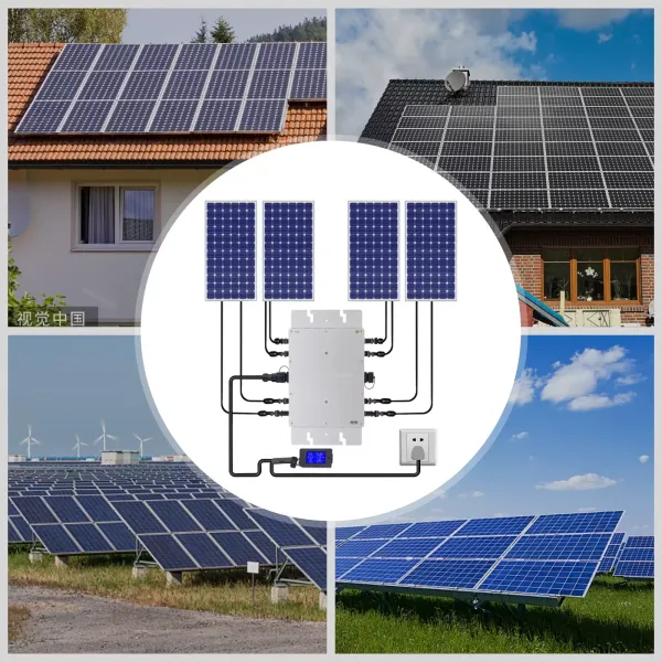 WVC 1200 W Solar Grid Tie Micro Inversor Impermeable IP65 con Pantalla LCD DC22-50V PV Entrada AC180-260V Salida para panel solar de 30V 36V