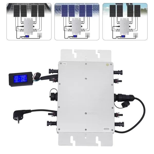 WVC 1200 W Solar Grid Tie Micro Inversor Impermeable IP65 con Pantalla LCD DC22-50V PV Entrada AC180-260V Salida para panel solar de 30V 36V