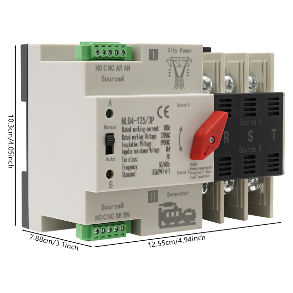 Interruptor de Transferencia Automático, 3P100A, 3P para Zonas Residenciales Urbanas