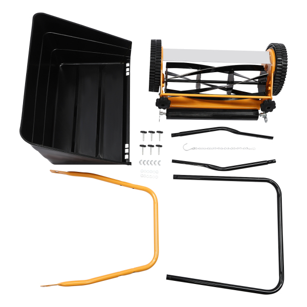 Cortacésped de 14", Cortacésped de ruedas, Cortacésped de empuje manual, Altura ajustable, Función 2 en 1, Alta eficacia