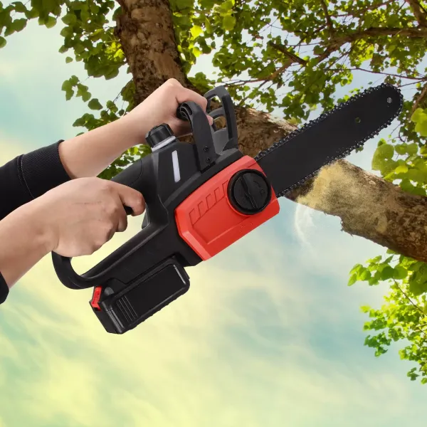 Motosierra inalámbrica de 21V, con barra de 10 pulgadas y cadena para extremidades y ramas pequeñas, incluye batería de iones de litio y cargador Motosierra inalámbrica de 21V, con barra de 10 pulgadas y cadena para extremidades y ramas pequeñas, incluye batería de iones de litio y cargador