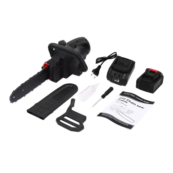 Motosierra inalámbrica de 21V, con barra de 10 pulgadas y cadena para extremidades y ramas pequeñas, incluye batería de iones de litio y cargador