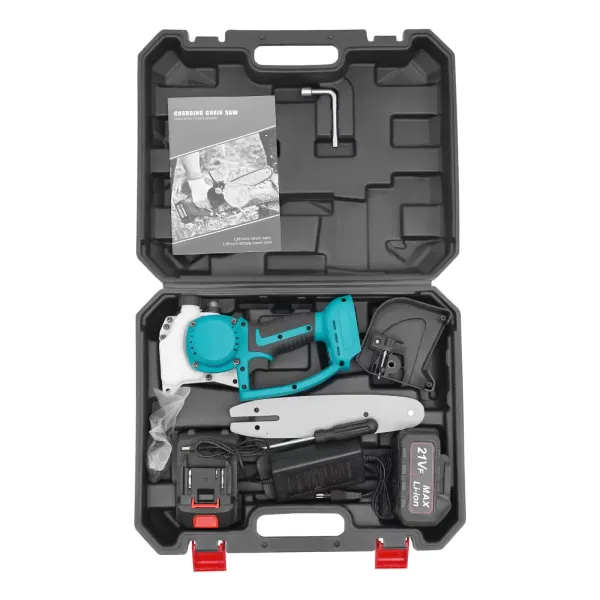 Motosierra de batería de 8 pulgadas, motosierra de una mano + cargador + 2 baterías de 120 W Motosierra de batería de 8 pulgadas, motosierra de una mano + cargador + 2 baterías de 120 W