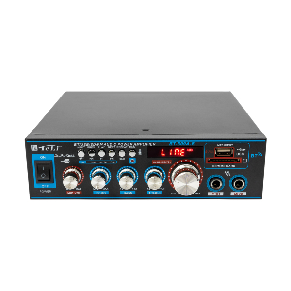 Amplificador, Amplificador de audio, Receptor amplificador de audio doméstico, 20,4*19,6*5,8cm, Negro
